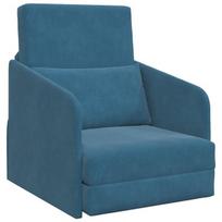 grindų sofa-lova 2-in-1 mėlyna 65x80x83 cm aksominė