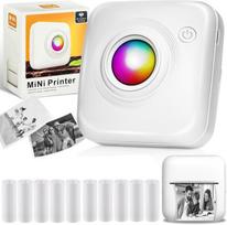 Printers,Mini Portable Printer - Bluetooth Thermal Printer with 10 Roll Papers for DIY Scrapbook & Travel Notes,