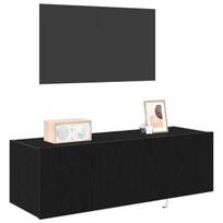 TV sieninė spinta su LED apšvietimu Juoda 100x35x31 cm