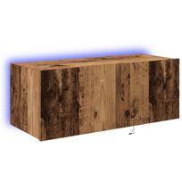 TV sieninis spintelė su LED apšvietimu senovinis medis 80x35x31 cm