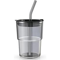 Stiklinės, puodeliai, ąsočiai „Tumbler Water Glass“: 400 ml sandarus nešiojamasis puodelis su šiaudeliais ir dangteliu ledinei arbatai