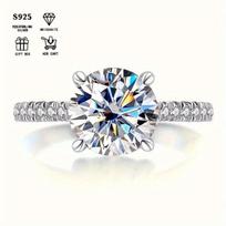 Sidabrinis sužadėtuvių žiedas moterims, 2ct Moissanite