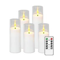 LED žvakių rinkinys su pulteliu,  Balta - gylis 2,3 x aukštis 12,7 cm12,7 cm15,24 cm17,78 cm20,32 cm