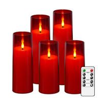LED žvakių rinkinys su pulteliu,  Raudona – gylis 2,3 × aukštis 12,7 cm12,7 cm15,24 cm17,78 cm20,32 cm