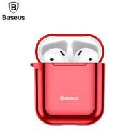 Baseus Metallic Shining Ultra-thin Silicone Protector Case with Hook for Airpods 1 / 2 Red