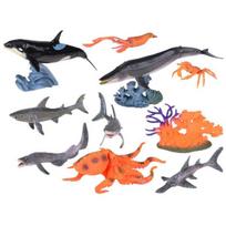 Jūros gyvūnų figūrėlių rinkinys 10 vnt Shark Crab Orca Octopus