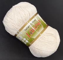 Mezgimo siūlai Lanoso Natural Cotton; spalva balta 901L