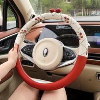Prabangus gėlių šilkinis automobilio vairaračio uždangalas. , Raudona
