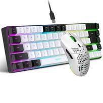 HXSJ Juoda Balta RGB Klaviatūra Ir Gaublys, Kompaktiška 68 Klavišų Mini Laidinė Klaviatūra RGB Apšviestas Gaublys.