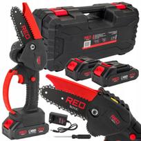 Mini akumuliatorinis grandininis pjūklas Red Technic 4" 2xAKU 2000, su akumuliatoriumi ir įkrovikliu