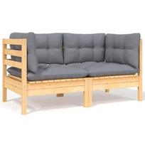Dvivietė sodo sofa su pilkomis pagalvėlėmis, ruda, Pilka