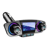 „Bluetooth 5.0“ automobilinis adapteris FM/AUX siųstuvo rinkinys MP3 grotuvas Automatinis belaidis laisvų rankų įrangos dvigubas USB įkroviklis LED ekranas, black