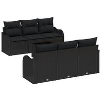 vidaXL Sodo Sofų Rinkinys 7 pcs Juoda Poli Ratanas, Plienas ir Stiklas