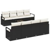 vidaXL Sofos komplektas su pagalve 7 pcs Juoda ir kreminė poliratanas