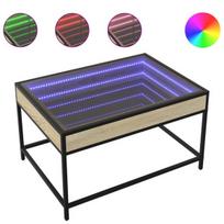 Kavos staliukas su infinity led lemputėmis, ąžuolo, 70x50x41cm