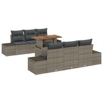 vidaXL Sodo Sofų Rinkinys su saugykla 7 pcs Pilka Poli ratanas