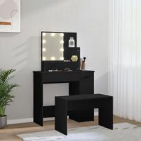 Kosmetinio staliuko，makiažo stalo su LED komplektas, juodas, apdirbta mediena CFE4380806