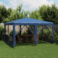 Proginė palapinė su 8 tinklinėmis sienomis, mėlyna, 4x4m, hdpe