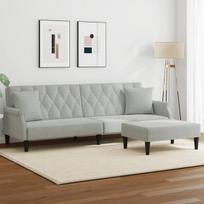 vidaXL Dvivietė sofa-lova su pagalvėmis ir pakoja, pilka, aksomas