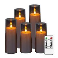 LED žvakių rinkinys su pulteliu,  Pilka – gylis 2,3 × aukštis 12,7 cm12,7 cm15,24 cm17,78 cm20,32 cm