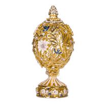 Faberge stiliaus raižytas kiaušinis su gėlėmis ir drugeliais