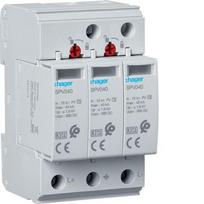 Hager viršįtampių iškroviklis C 2 tipo PV 3P In 15kA Imax 40kA 3.7kV 1000V DC SPV340