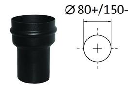 Juodas kamino adapteris su silikonine tarpine granuliniam šildymui. D-80/150 mm