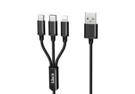„iLike“ įkrovimo laidas 3 viename, USB, C tipo, „Lightning“, CCI02, juodas