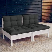 Dvivietė sodo sofa su antracito pagalvėlėmis, pušies masyvas, Balta
