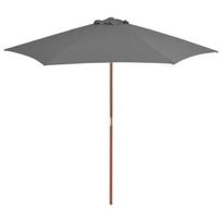 Lauko skėtis su mediniu stulpu vidaXL, 270 cm, pilkas