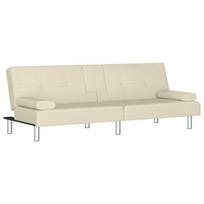 Sofa-lova su puodelių laikikliais vidaXL, smėlio
