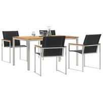 vidaXL Sodo valgomojo komplektas 5 pcs Ruda Kietos akacijos mediena