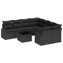 vidaXL Sofos komplektas su pagalve su saugykla 9 pcs Juoda poliratanas
