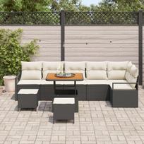 vidaXL Sodo Sofų Rinkinys su pagalve 9 pcs Juoda Poli ratanas