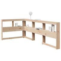 Knygų spinta l formos 80 cm pušies medienos masyvas