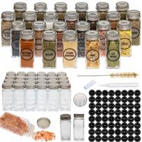 24 vnt. prieskonių stiklainėlių rinkinys 120 ml su etiketėmis ir priedais, Ruby