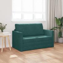 Grindų sofa-lova 2-in-1 Tamsiai žalia 124x204x61 cm Velvetinė