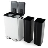 Costway šiukšliadėžė, 2 skyriai, 2 x 30 L, balta