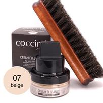Batų tepalas su kempinėle Cream Elegance, smėlio spalvos, 50 ml + Batų šepetys su arklio šeriais, 16 cm