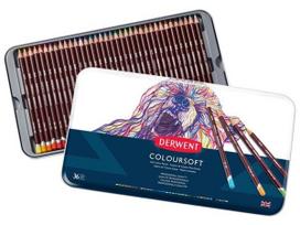 Spalvotas pieštukas Derwent Coloursoft 36vnt. metalinė dėžutė