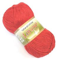 Mezgimo siūlai Lanoso Natural Cotton; spalva raudona 956L