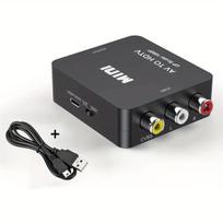 RCA į HDMI keitiklis 1080P su USB kabeliu. ,  Juoda