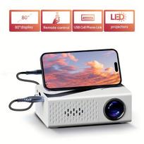 Projektorius Nešiojamas F1 Mini Projektorius su ES Kištuku - USB ir AV Suderinamas, Idealiai Tinka Filmams, Žaidimams ir Biurui.