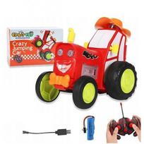 Žaislinis nuotoliniu būdu valdomas šokinėjantis traktorius Crazy Jumping Car, raudonas