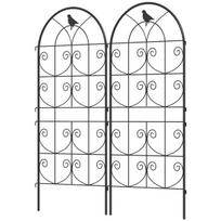 Outsunny grotelės metalinis 2 nerūdijančio plieno kopėtėlių rinkinys su paukščio dizainu vijokliniams augalams 50x120 cm grotelės kambariniams augalams augalų grotelės pomidorams gėlėms vijokliniams augalams juodos spalvos