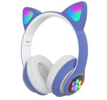 Bluetooth AUSINĖS CAT ears LED + bevielis MIKROFONAS, garsiakalbis, mėlynos