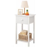 Naktinis staliukas su stalčiumi ir lentyna baltas Skandinaviško stiliaus modernus miegamajam 38 cm