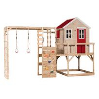 Vaikų medinė žaidimų aikštelė, žaidimų namelis, Wendi Toys M21R-G, raudona, 360 x 197 x 242 cm