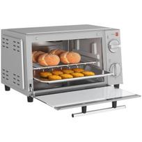 Virdulys Mini orkaitė, 9 l Mini orkaitė su kepimo skarda, grotelėmis, reguliuojama temperatūra ir kepimo trukme, nerūdijantis plienas, sidabrinė, Sidabras