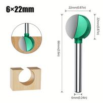 Medžio drožybos sferinis rutulinis poliravimo antgalis 6x22mm, 6*22mm